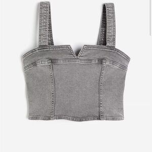 H&M Gray Denim Crop Top NWT